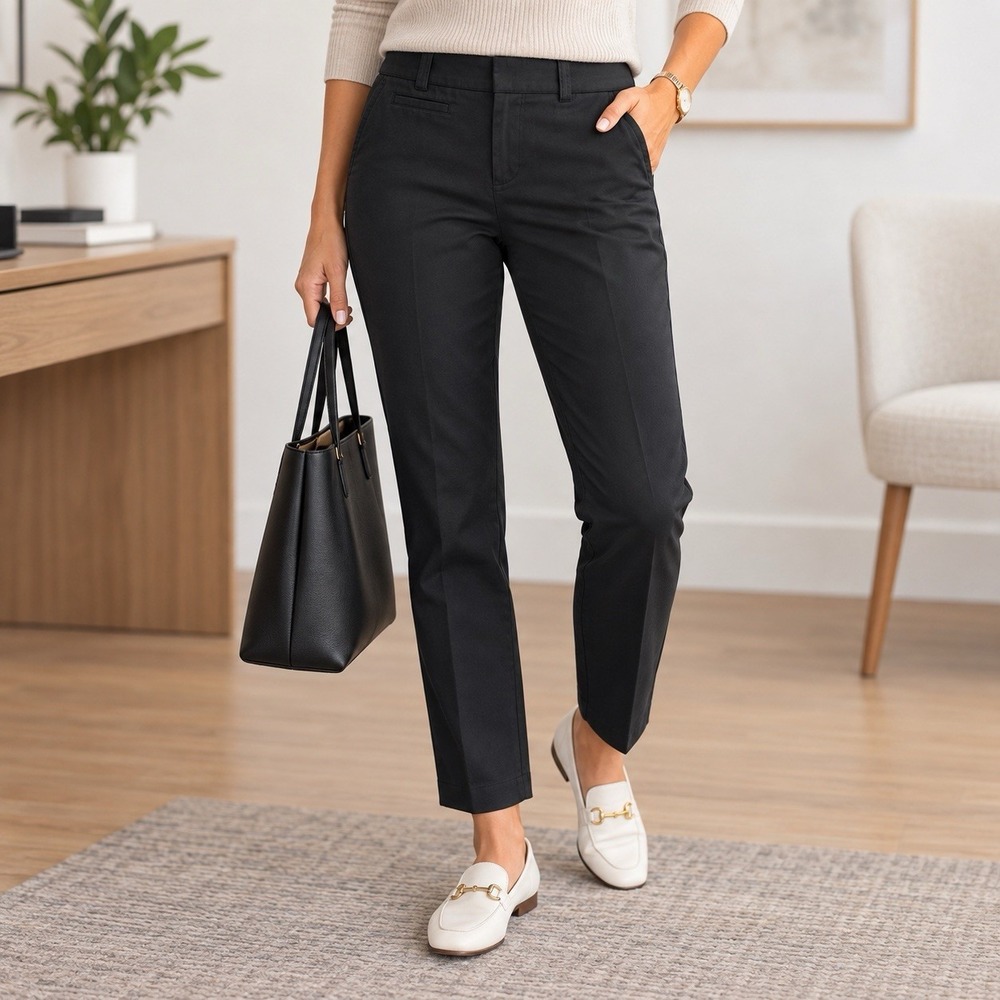 Banana Republic Women's 4P Black Martin Fit Ankle Pants Trousers Cotton Work